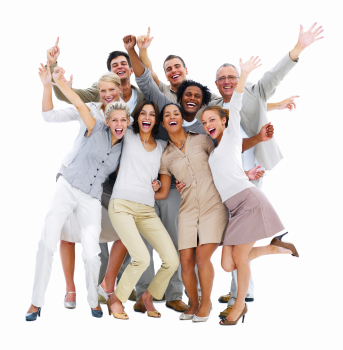 Excited group of business people-isolated